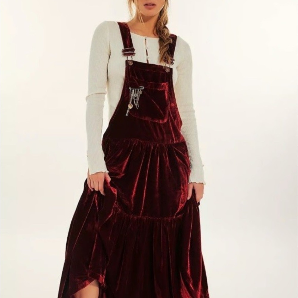 NWT Free People moonbeam velvet skirtall dress